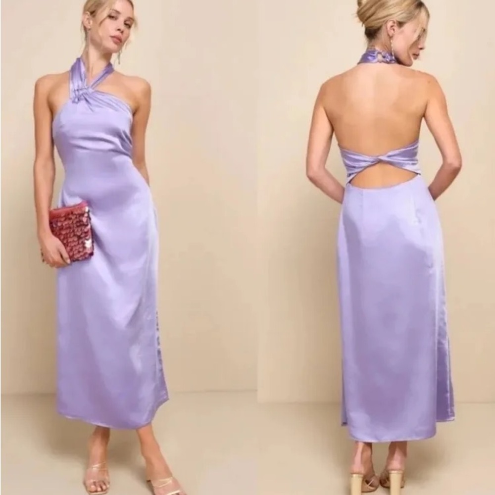 Elegant Lavender Halter Dress - Picture 2 of 2